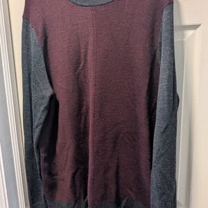 Apt. 9 Two-Tone Crewneck Sweater in Maroon and Charcoal